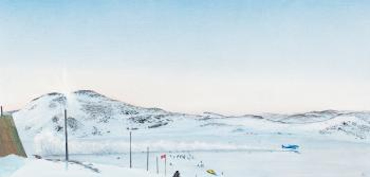 Sunset On Cape Dorset Airstrip by William Kurelek