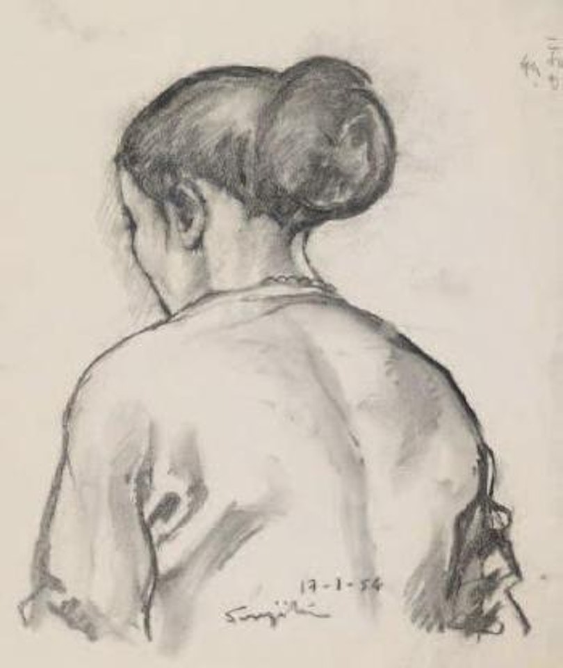 Kimiyo au chignon, de dos by Leonard Tsuguharu Foujita