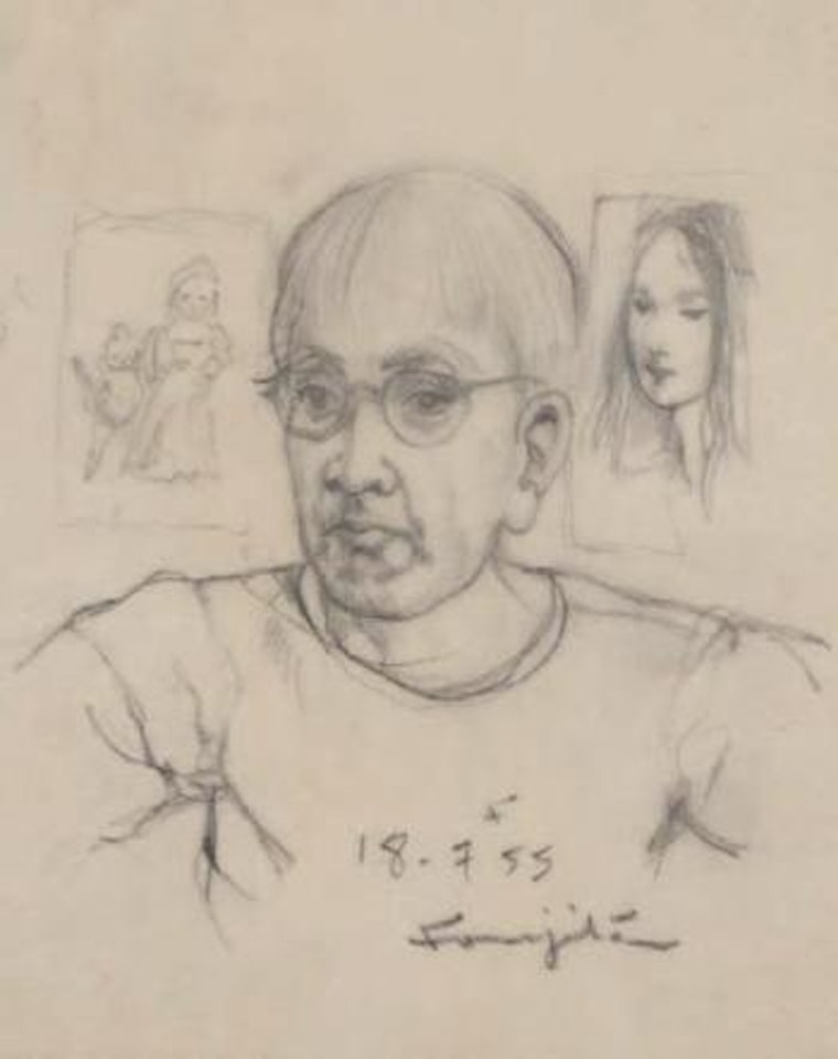 Autoportrait aux dessins by Leonard Tsuguharu Foujita