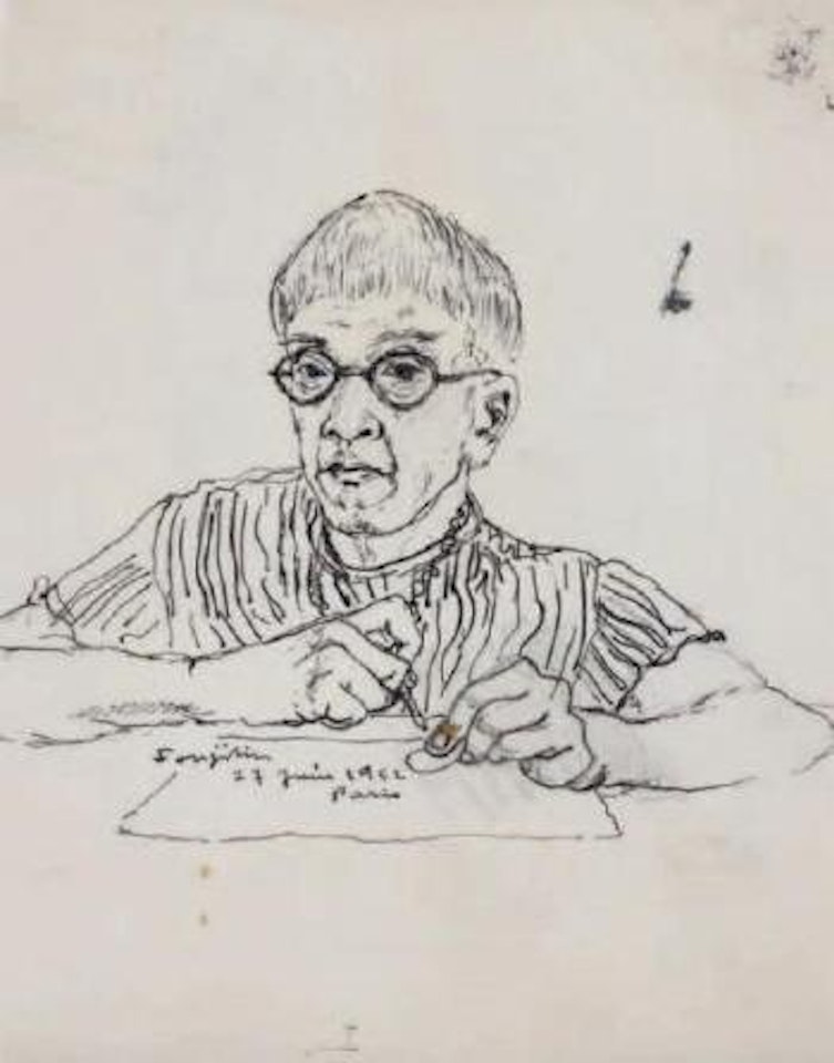 Autoportrait, Foujita dessinant by Leonard Tsuguharu Foujita