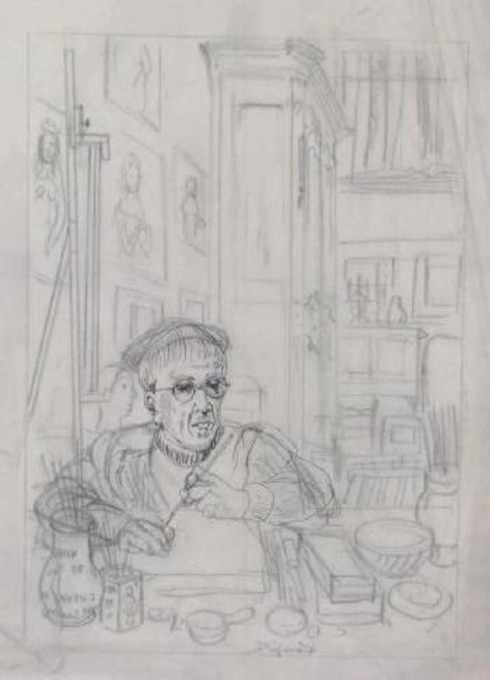Autoportrait dans l'atelier by Leonard Tsuguharu Foujita