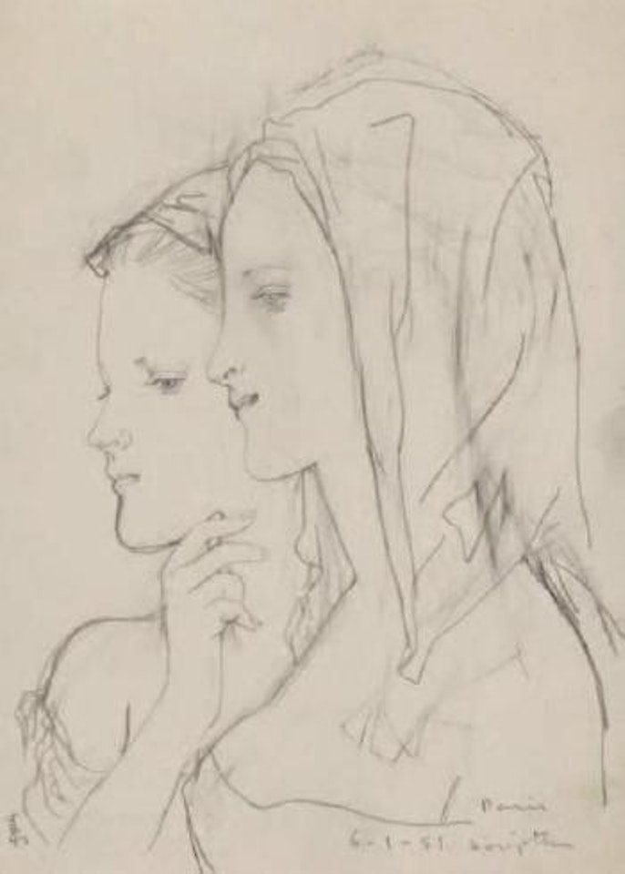 Deux jeunes filles au voile by Leonard Tsuguharu Foujita