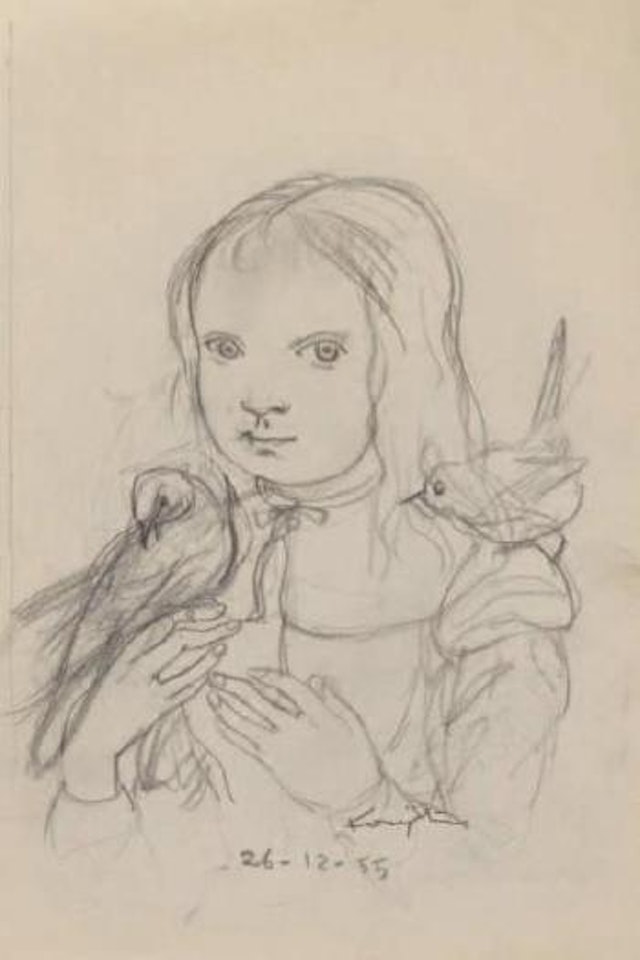 Fillette aux oiseaux by Leonard Tsuguharu Foujita