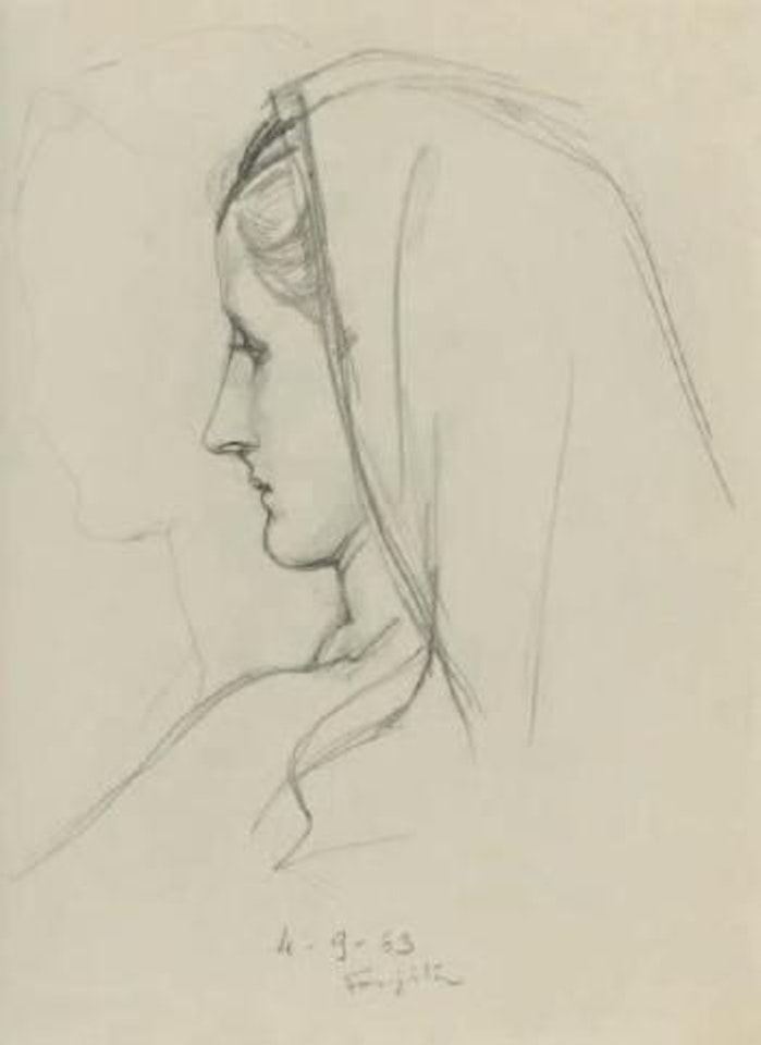 Profil de femme au voile by Leonard Tsuguharu Foujita