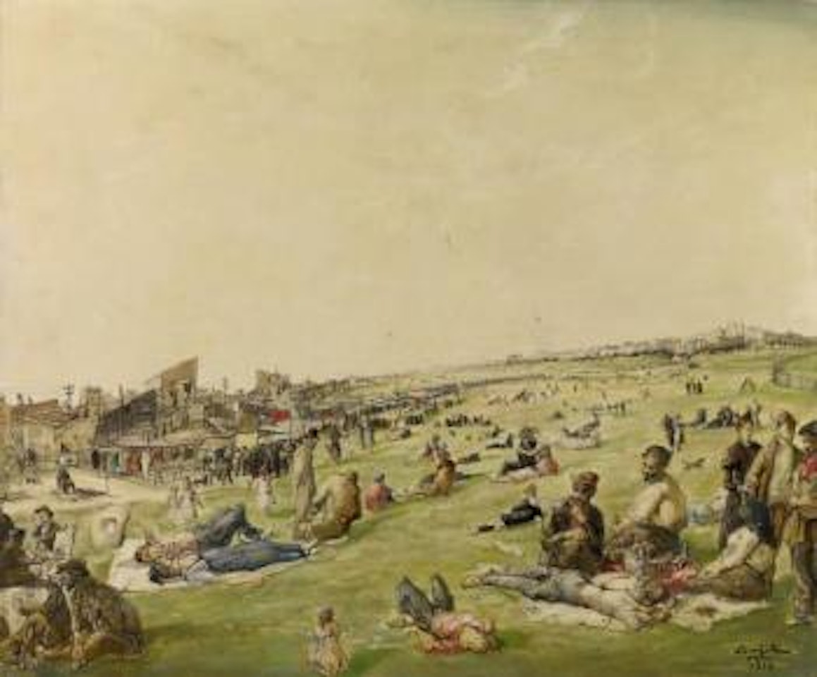 Le marché aux puces, Dimanche by Leonard Tsuguharu Foujita