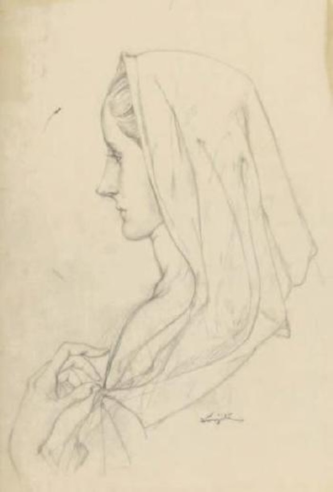 Profil de femme au voile, épaule dénudée by Leonard Tsuguharu Foujita