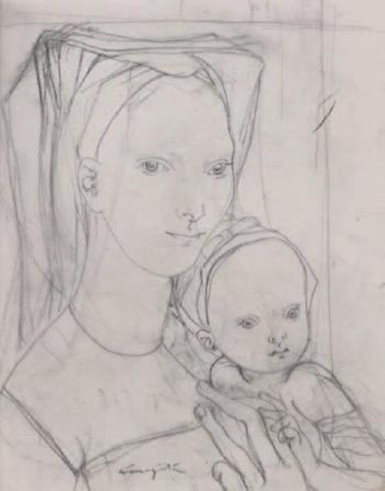 Mère à la coiffe et son enfant by Leonard Tsuguharu Foujita