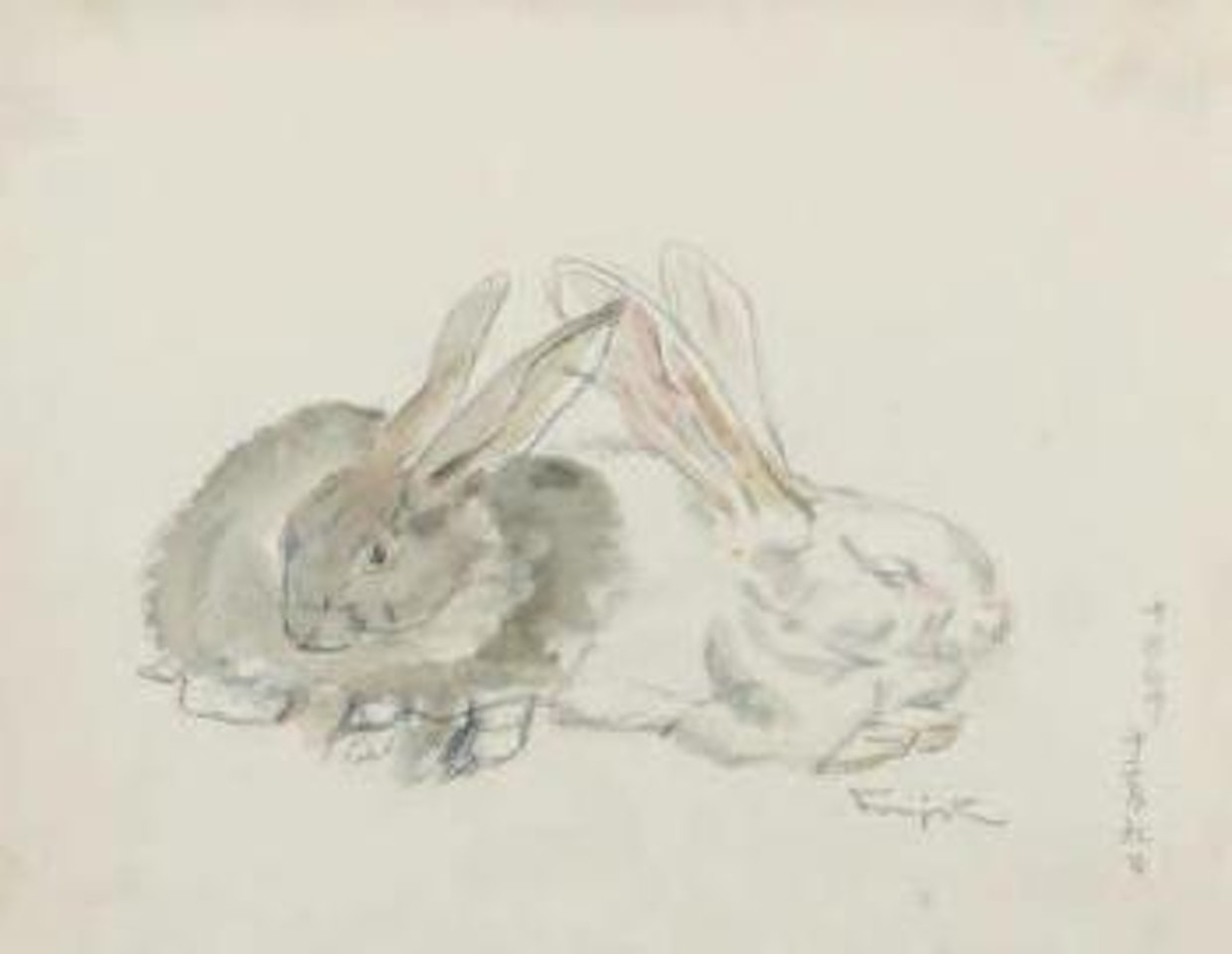 Deux lapins by Leonard Tsuguharu Foujita