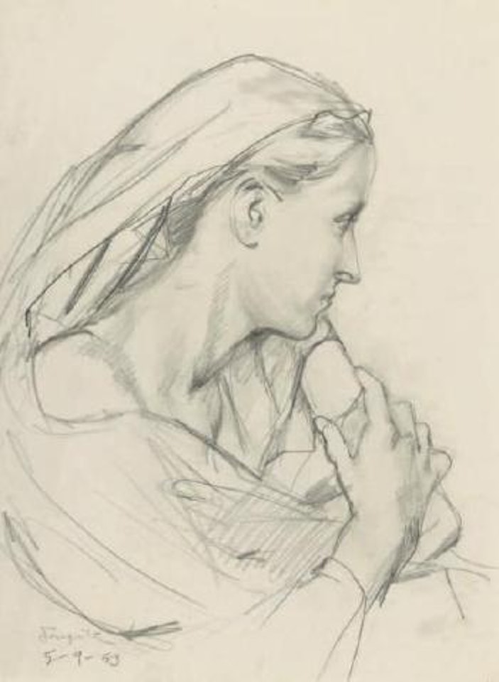 Profil de femme les bras croisés by Leonard Tsuguharu Foujita