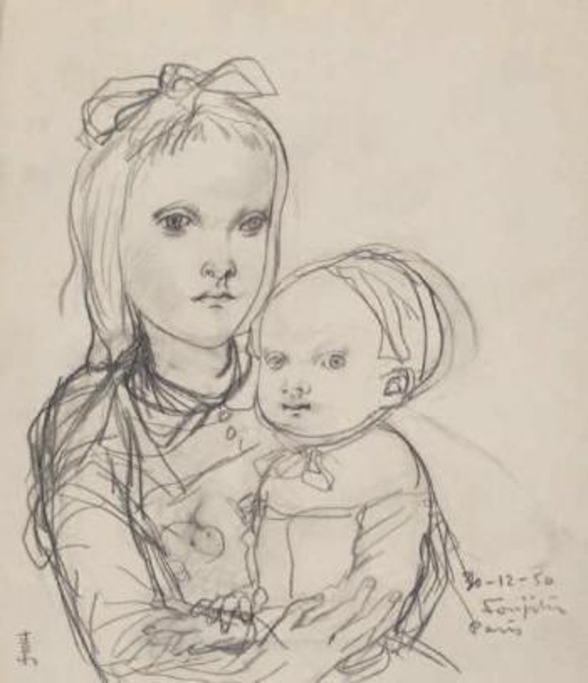 Fillette et enfant by Leonard Tsuguharu Foujita