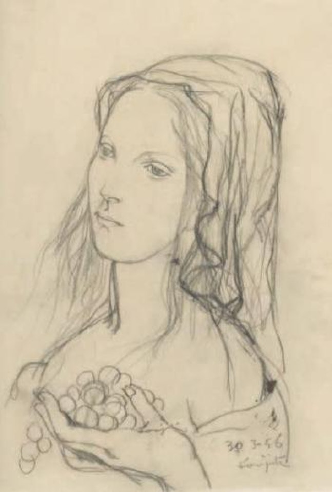Jeune femme à la grappe de raisins by Leonard Tsuguharu Foujita