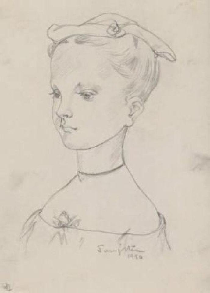 Fillette à la toile de jouy by Leonard Tsuguharu Foujita