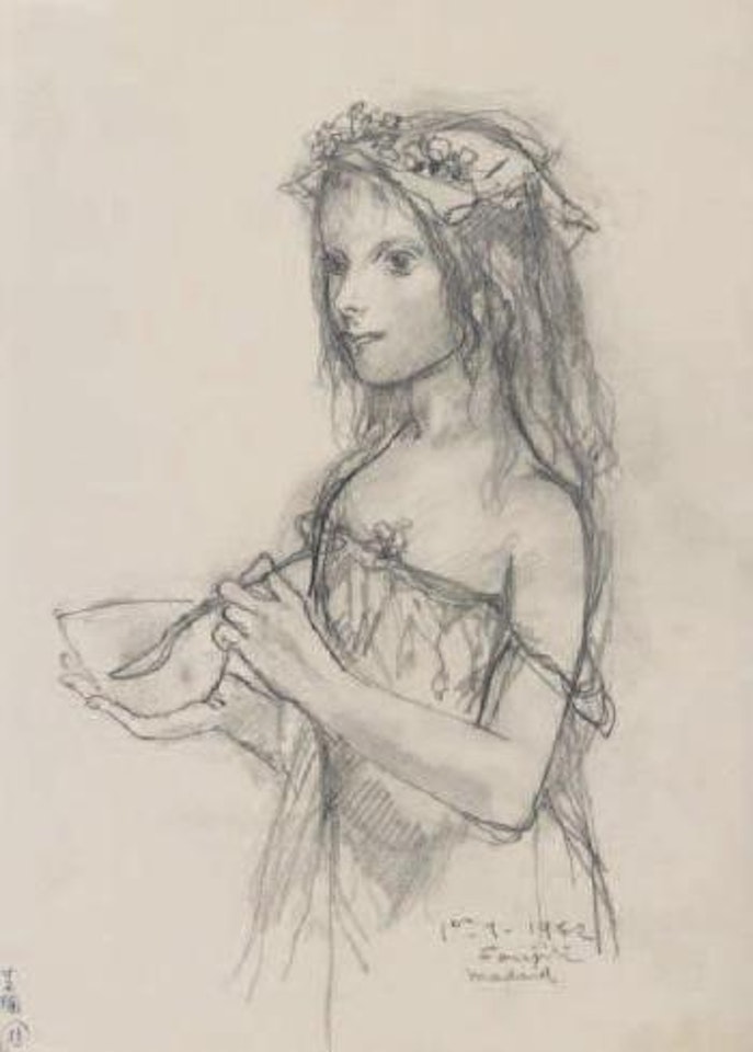 Fillette au bol et à la cuilliere by Leonard Tsuguharu Foujita