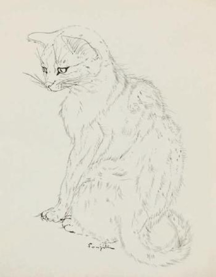 Chat assis by Leonard Tsuguharu Foujita
