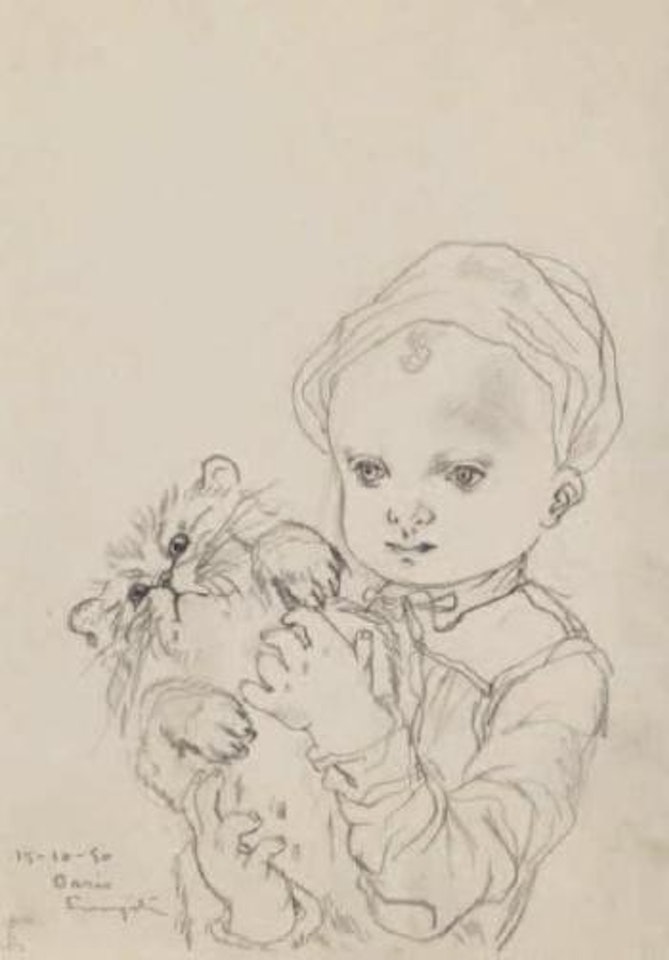 Enfant au chat by Leonard Tsuguharu Foujita