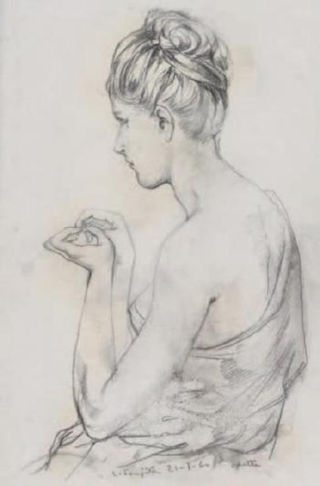 Portrait d'Odette de profil, épaule denudée by Leonard Tsuguharu Foujita