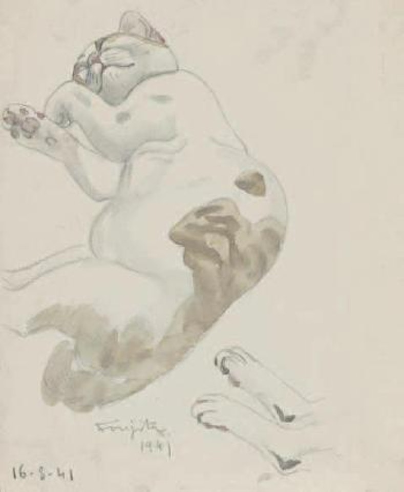 Chat endormi by Leonard Tsuguharu Foujita