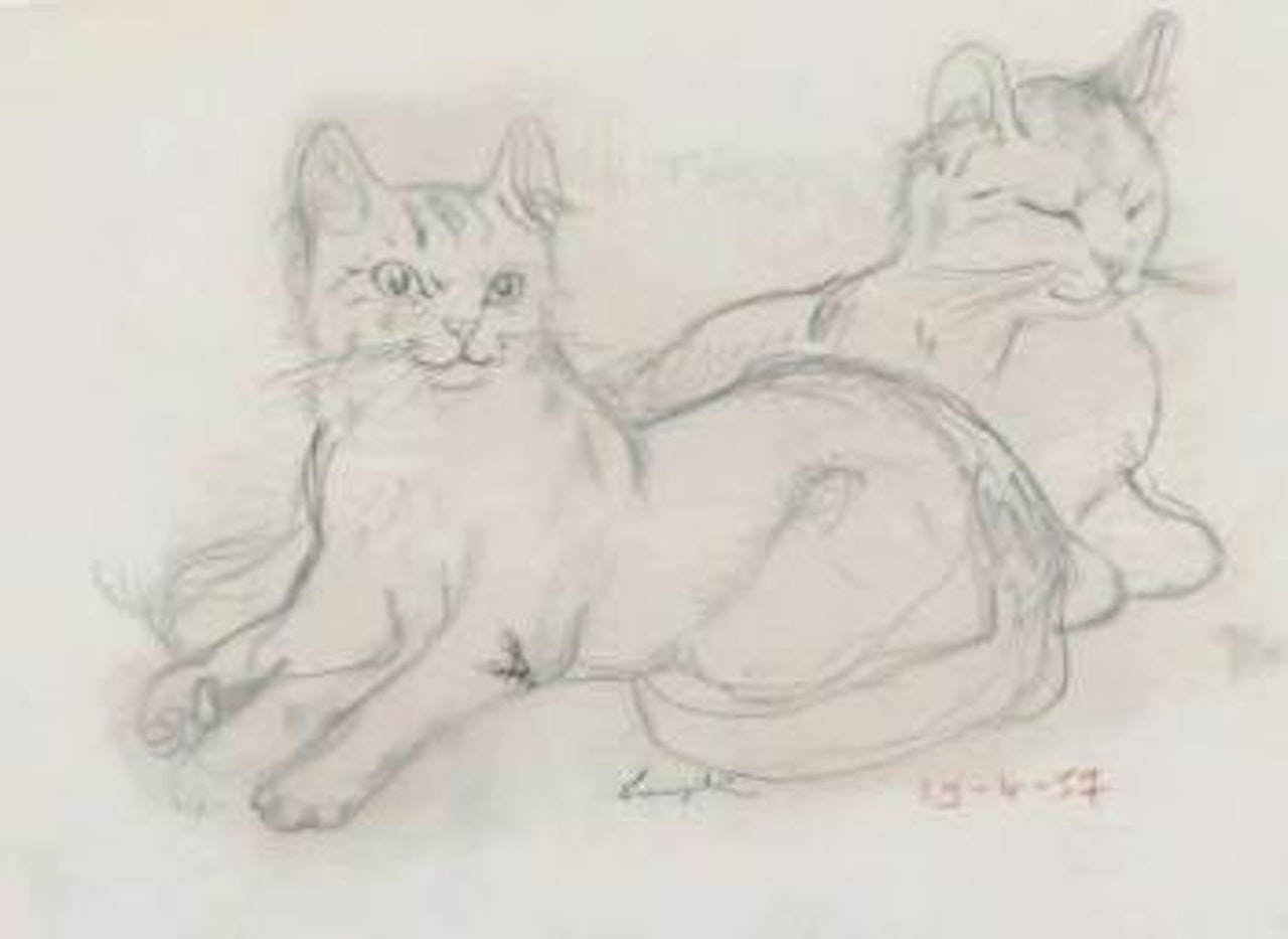 Deux chats by Leonard Tsuguharu Foujita