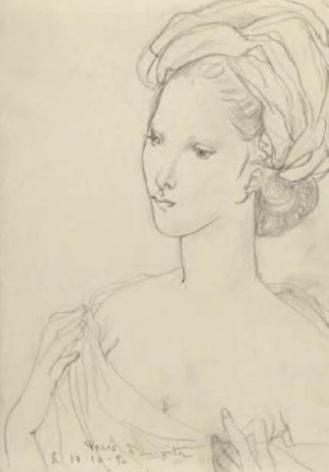 Jeune femme a l'echeveau by Leonard Tsuguharu Foujita