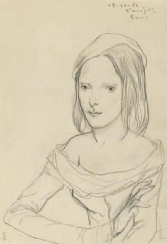 Jeune femme au beret by Leonard Tsuguharu Foujita