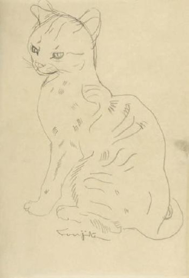 Chat assis by Leonard Tsuguharu Foujita