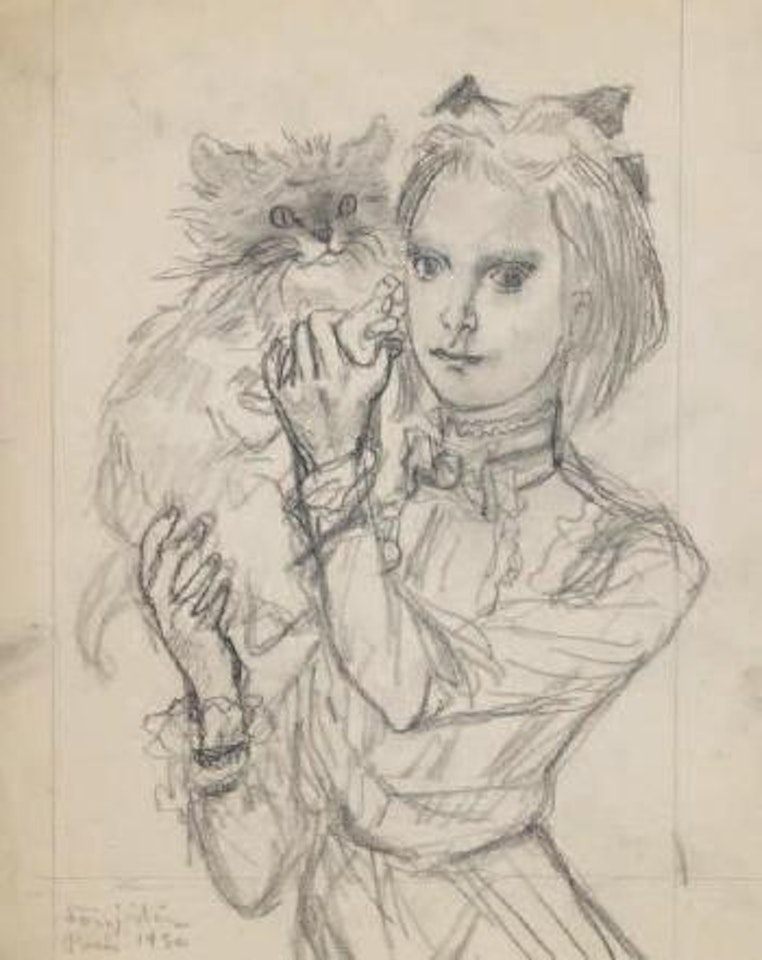 Fillette au chat by Leonard Tsuguharu Foujita