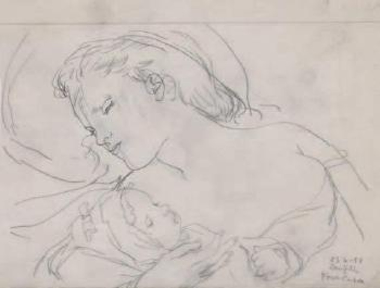 Mère et enfant endormis by Leonard Tsuguharu Foujita