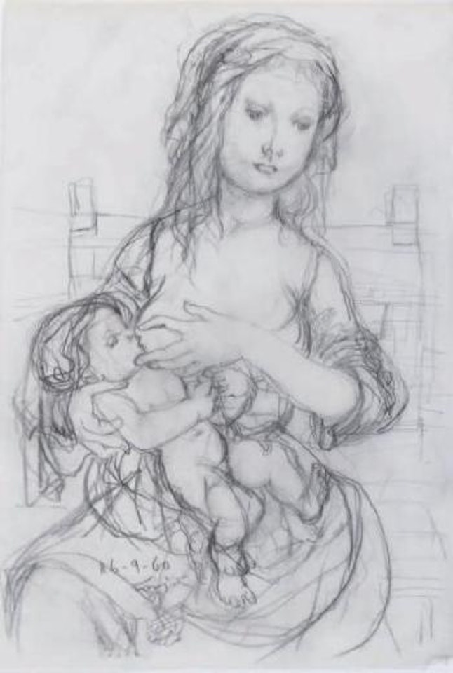 Mère allaitant son enfant by Leonard Tsuguharu Foujita
