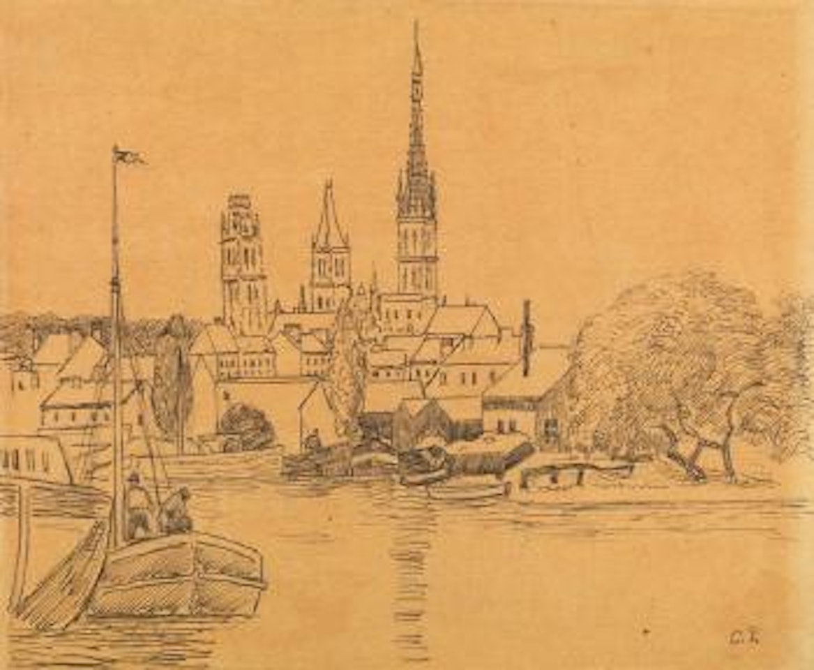 La Seine à Rouen (Port de Rouen) by Camille Pissarro