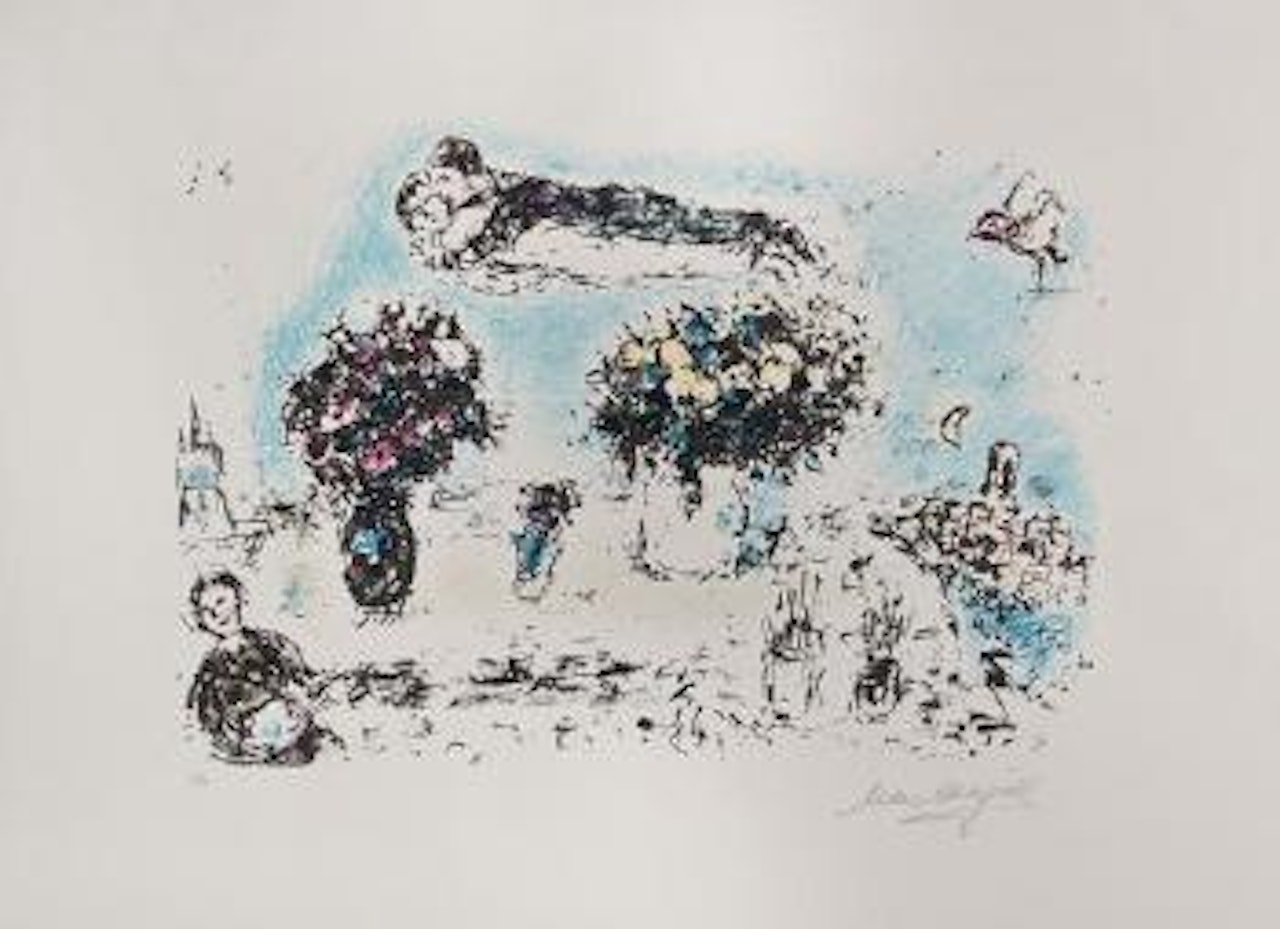 Le Peintre aux trois bouquets (M.998) by Marc Chagall