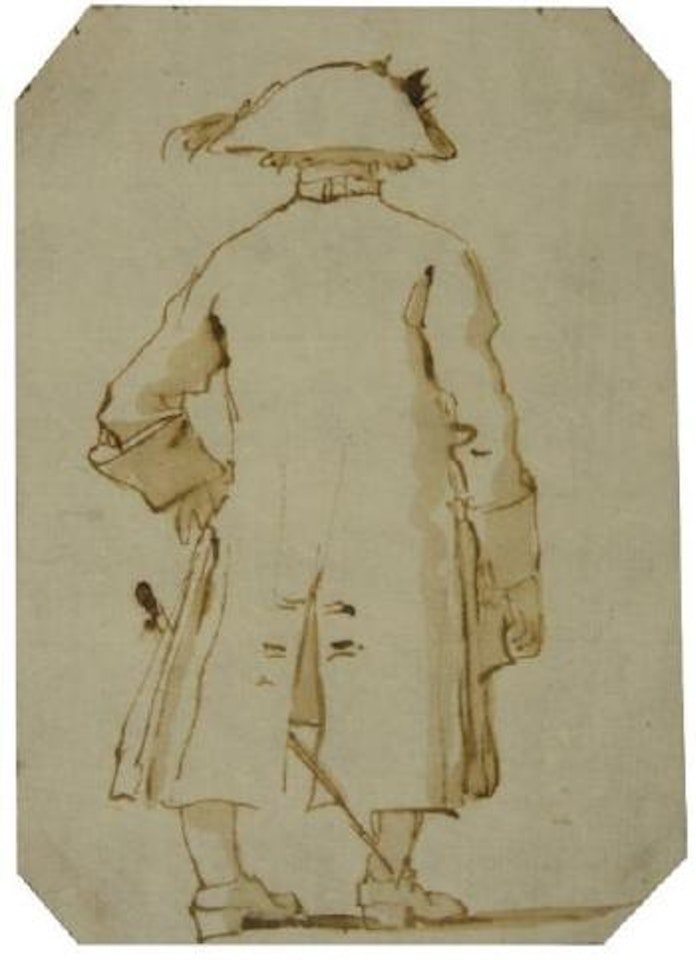 Homme en pied vu de dos portant un bicorne by Giovanni Battista Tiepolo
