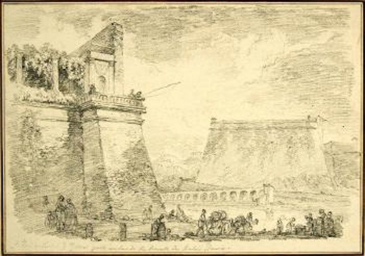 L’entrée de Gênes vue du bas de la terasse du palais Doria by Jean-Honoré Fragonard