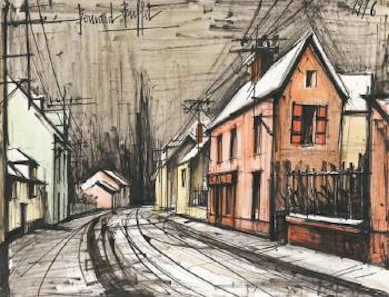 Une rue sous la neige by Bernard Buffet