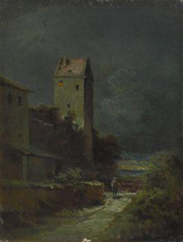 Stadtmauer bei Mondschein by Carl Spitzweg