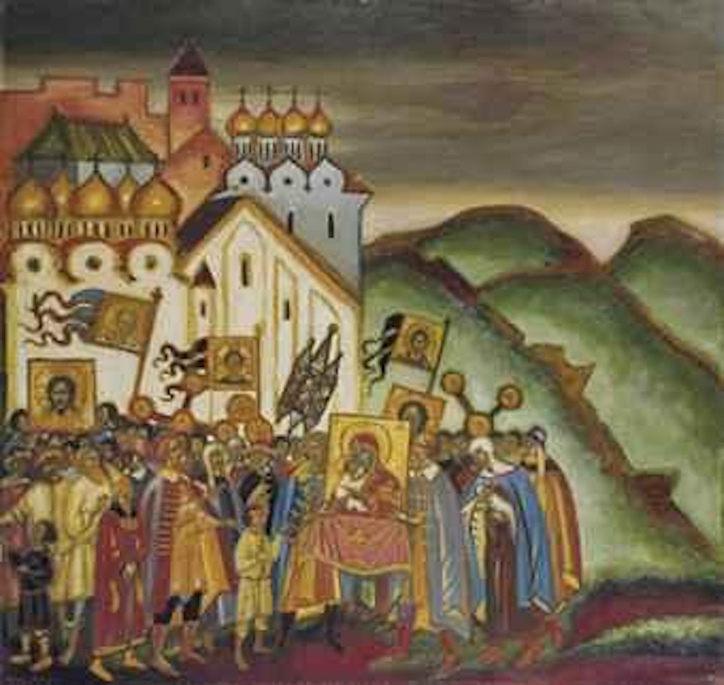 La procession religieuse à Novgorod by Dimitri Stelletsky