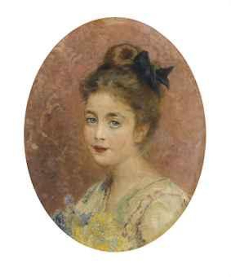 Portrait of a lady with a bouquet by Konstantin Makovsky