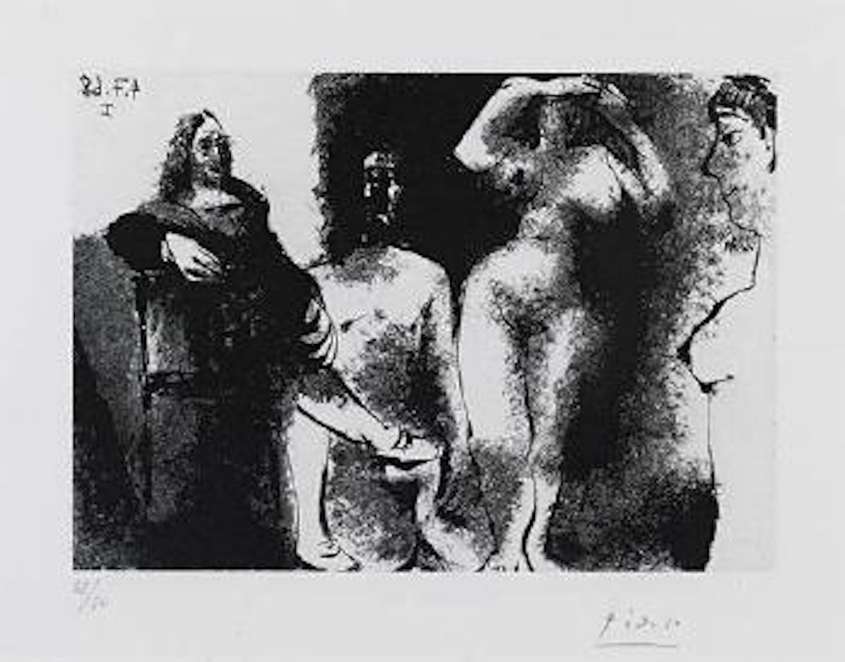 Homme Rembranesque Assis Chez Les Filles (from the 347 series) (Bloch 1679: Berne 1695) by Pablo Picasso