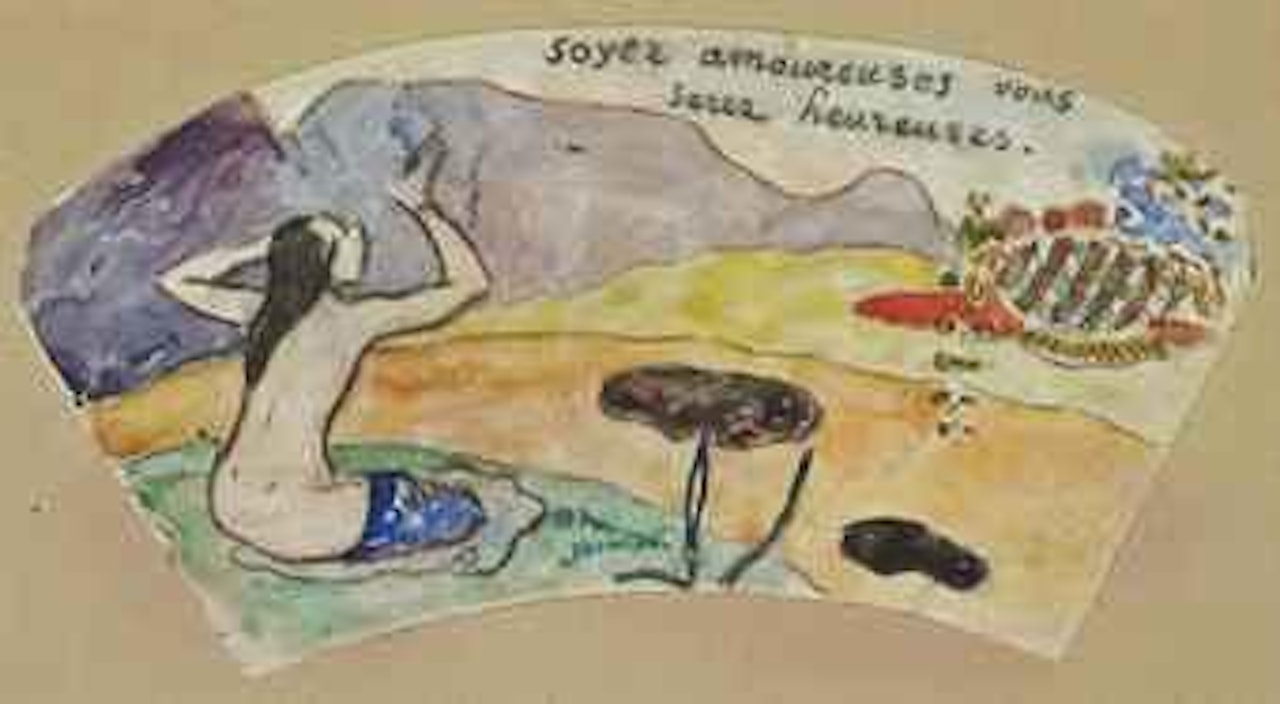 Soyez amoureuses vous serez heureuses (projet d'éventail) by Paul Gauguin