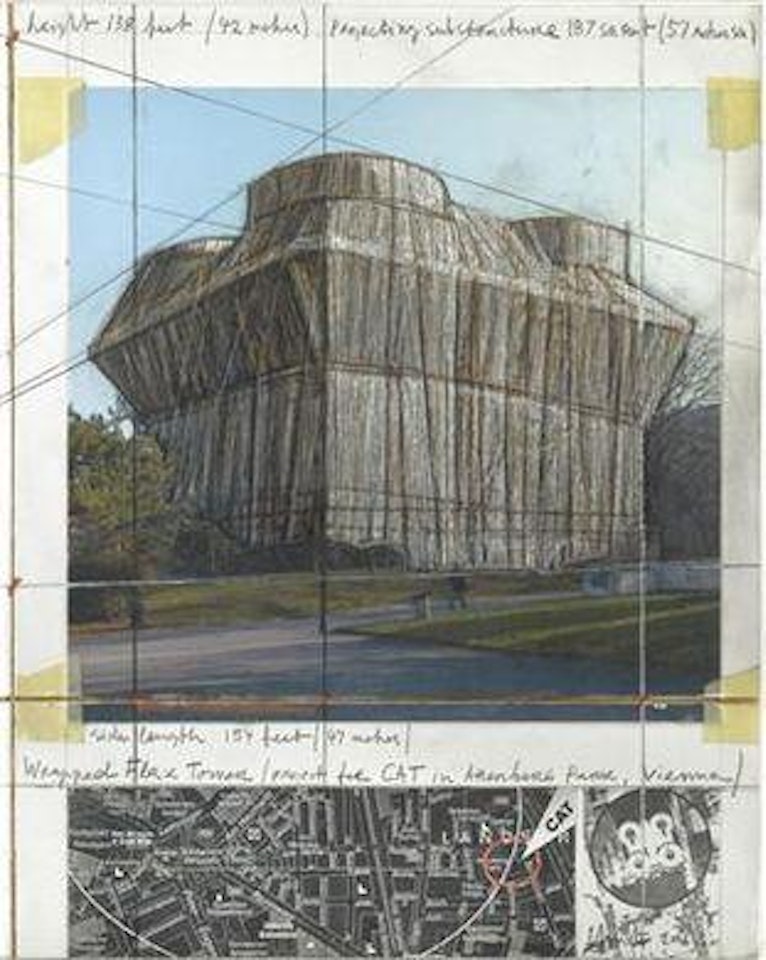 Wrapped Flaktower - project for CAT (Contemporary Art Tower) in Arenberg Park, Vienna by Christo