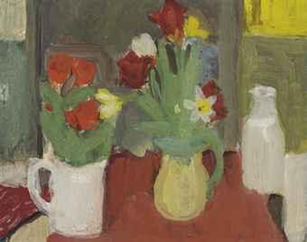 Tulips and Milk Bottle No 1 by Fairfield Porter