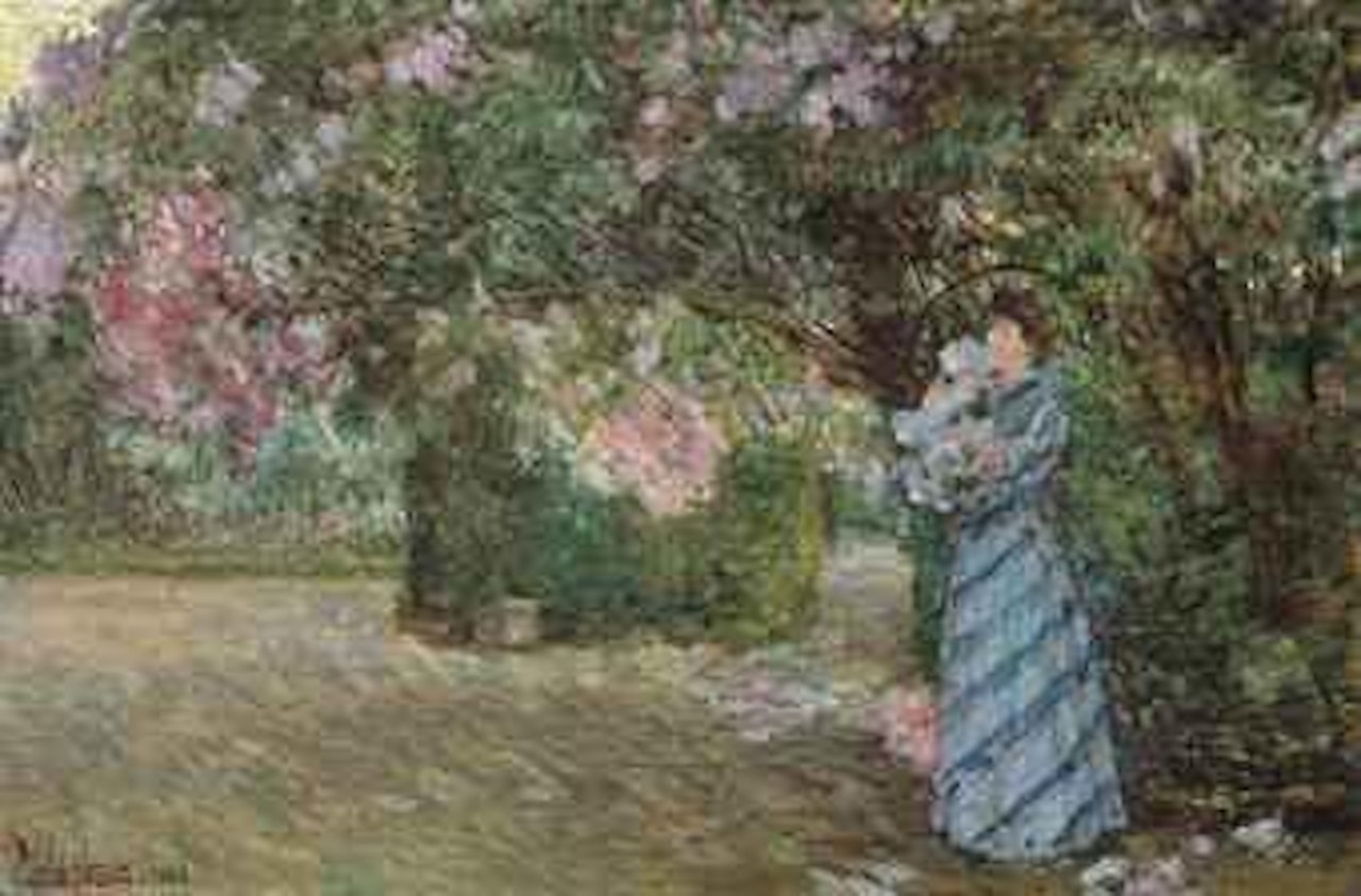 Mrs Hassam at Villiers-le-Bel by Childe Hassam
