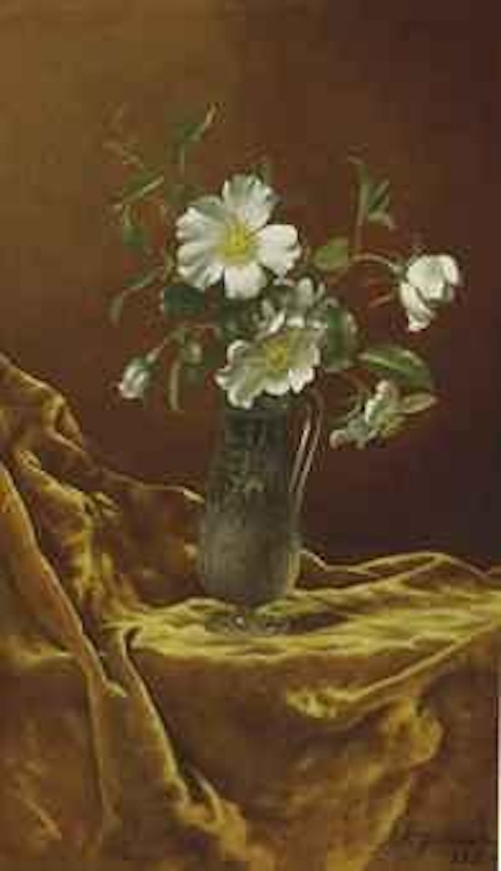 Cherokee Roses in a Glass Vase by Martin Johnson Heade