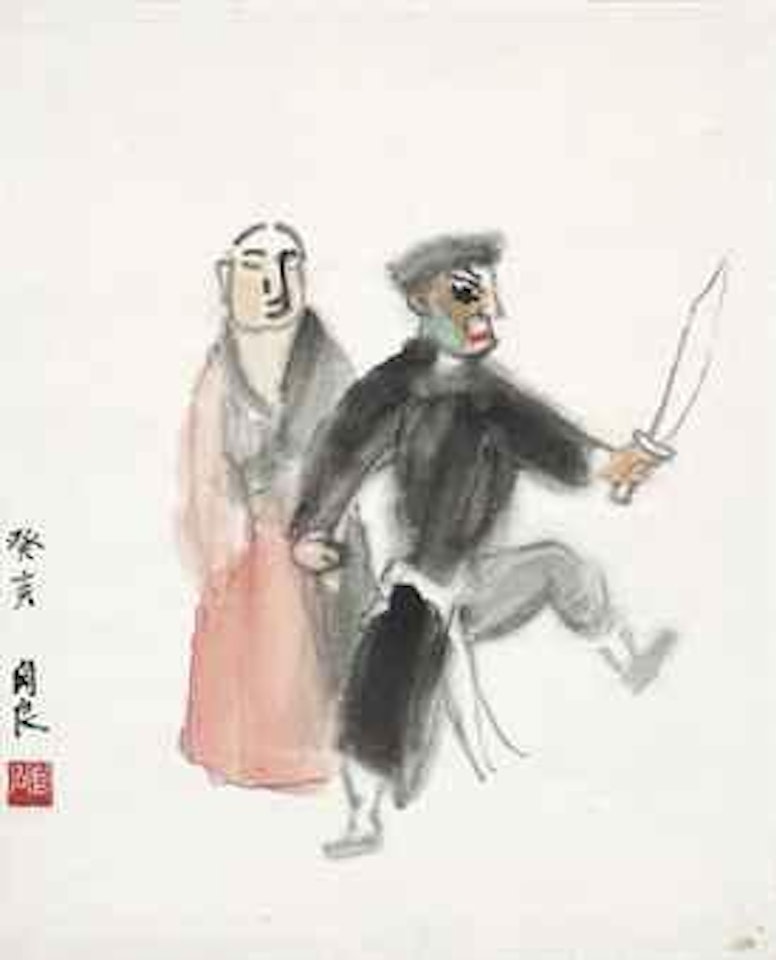 Opera Figures-Monk and Swordsman by Guan Liang