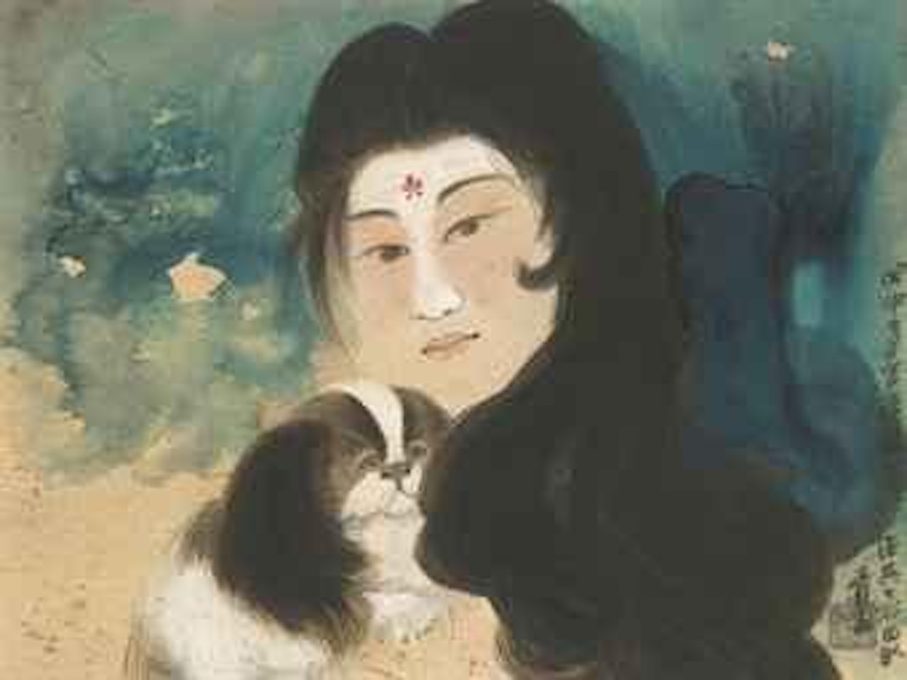 Lady with a Puppy in Splashed-ink by Zhang Daqian