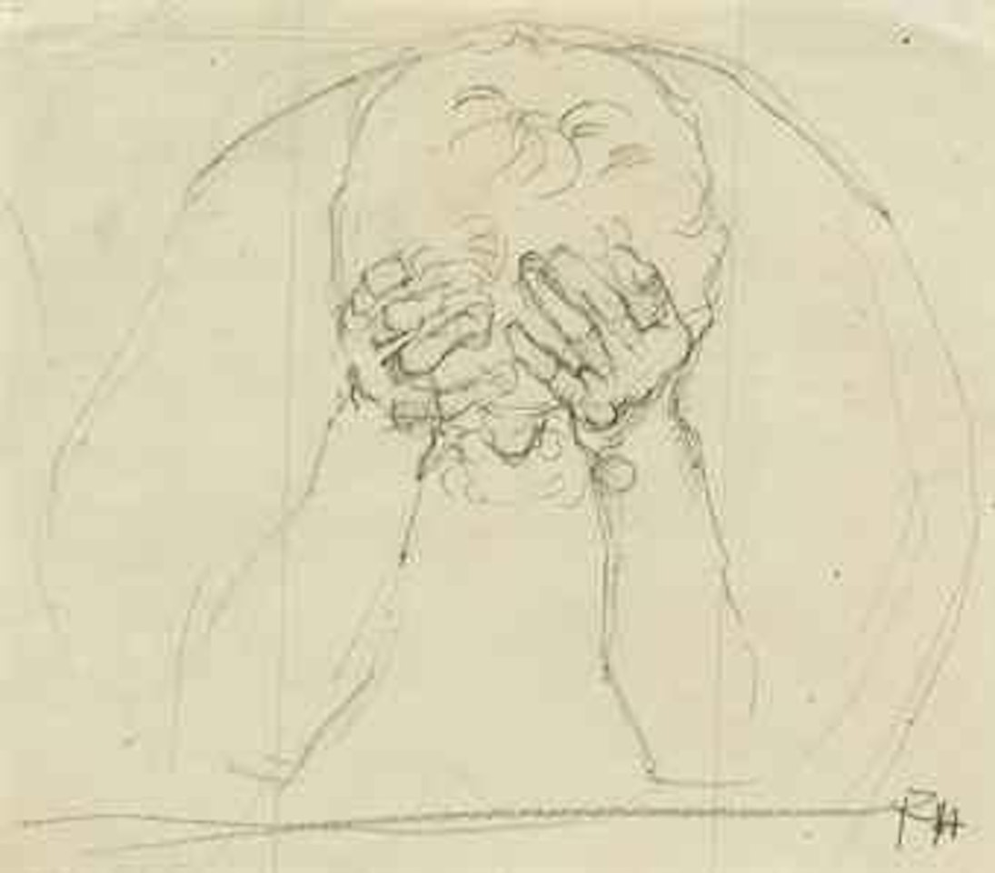 Kopfstudie zu 'Dunkler Genius' (zweite Figur von rechts der Enttäuschten, 1891/92) by Ferdinand Hodler