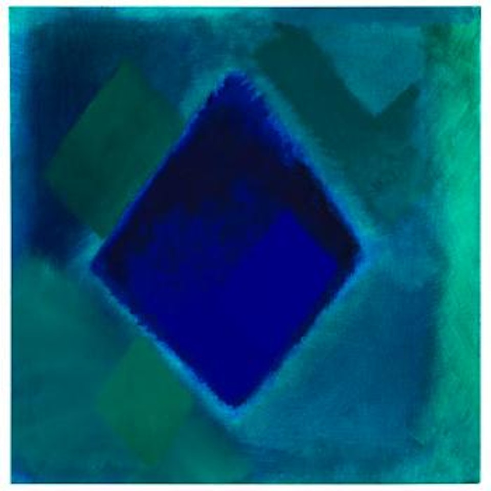 Blaue Insel auf grünem Grund (Chromatische Konstellation) by Heinz Mack