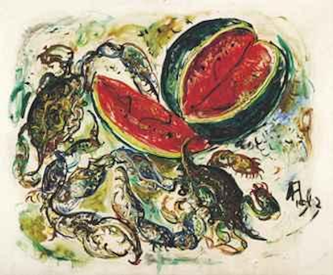 Crabs and Watermelon by Affandi