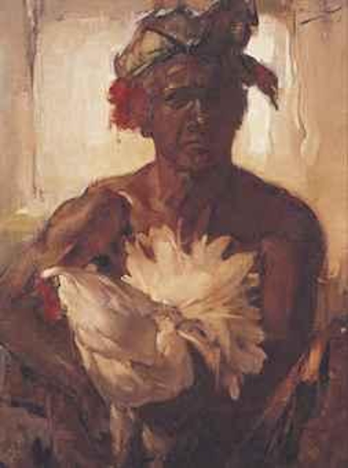 Man with Rooster by Lee Man Fong