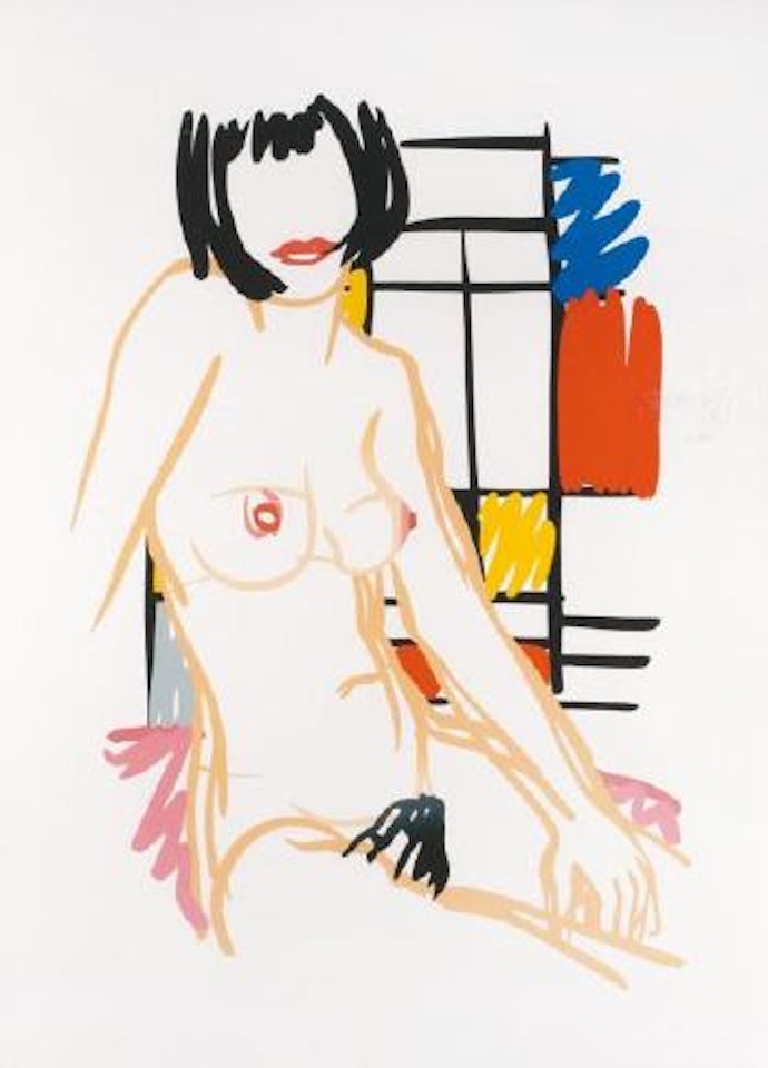 Monica sitting with Mondrian by Tom Wesselmann