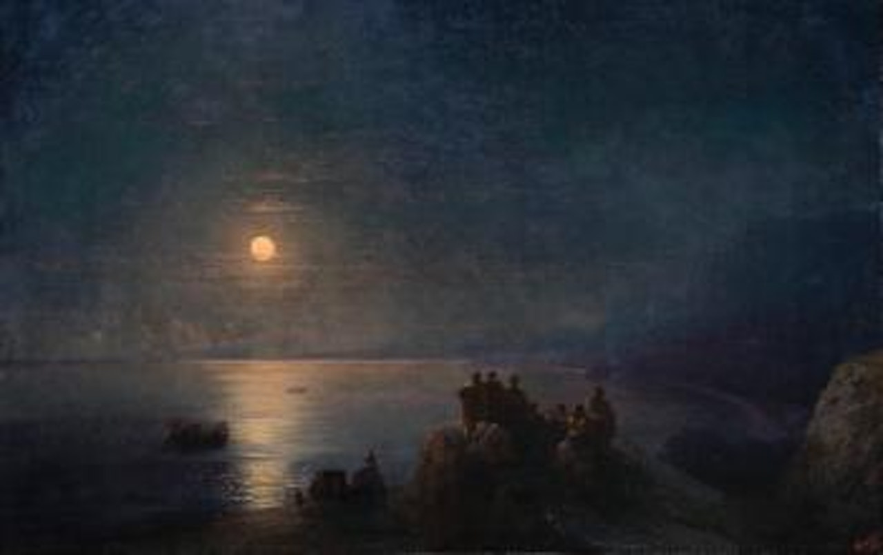 Classical Poets on a moonlit shore in Ancient Greece by Ivan Konstantinovich Aivazovsky